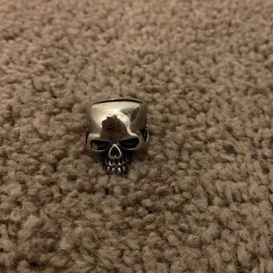 Biker Skull Ring Steel Large Grunge Gothic 