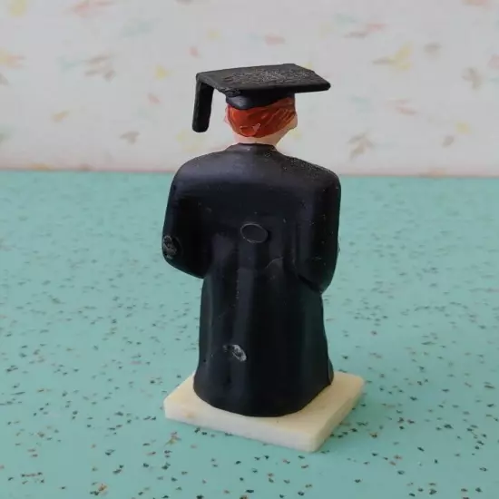 Vintage Graduation Cake Topper Male Graduate Cap And Gown 