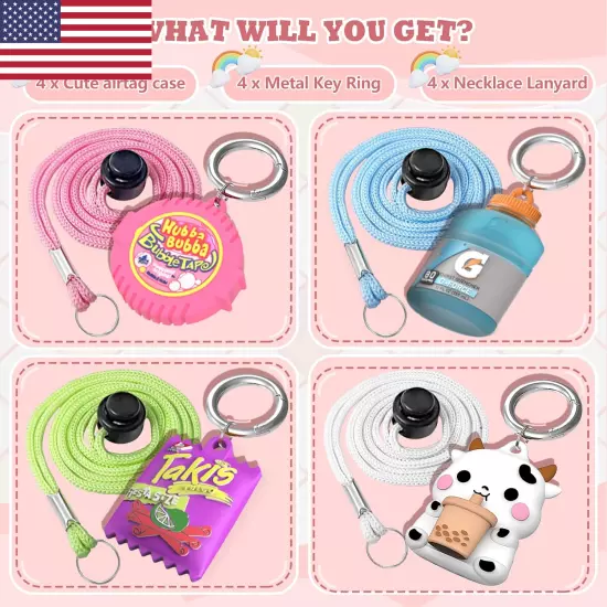 For Airtag Holder for Kids,Cute Cartoon Air Tag Necklace with Adjustable Length