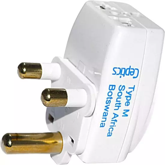 Ceptics 3 Outlet Travel Adapter Plug Type M for South Africa New