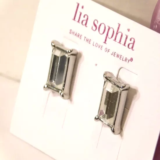 Beautiful Lia Sophia FAIREST OF THEM ALL Earrings, Silver, Cut Crystals, NWT