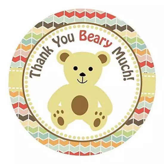 Teddy Bear Thank You Sticker Labels for Kids Birthday or Baby Shower Party 