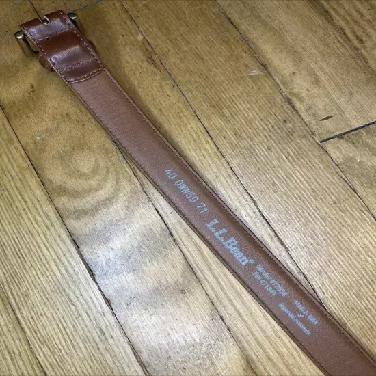 L.L. Bean Brown Genuine Full Grain Leather Chino Belt Size 40 Mens Made in USA