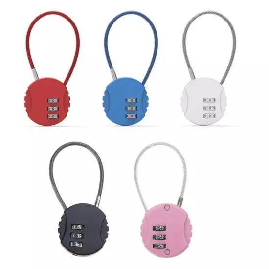 Small Travel Luggage Lock 3 Digit Combination Padlock Wire Rope Password Lock