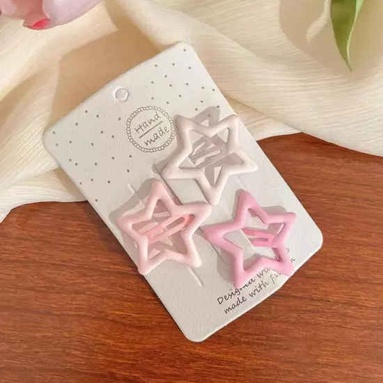 3Pcs/Set Pink White Series Hair Clips Pentagram Pin Barrettes Cute Sweet I5M7 ∫н