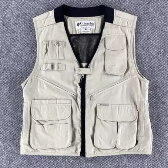 Columbia Mens Sportsman Hunting Fishing Vest Beige Size Medium