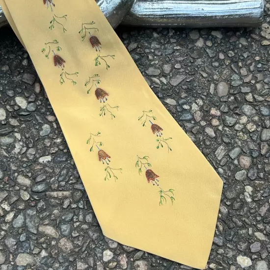 Windsor of California Vintage 50s Hand Painted Gold Wide Tie