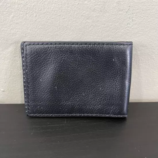 COACH BLACK PEBBLE LEATHER COMPACT WALLET / BILLFOLD