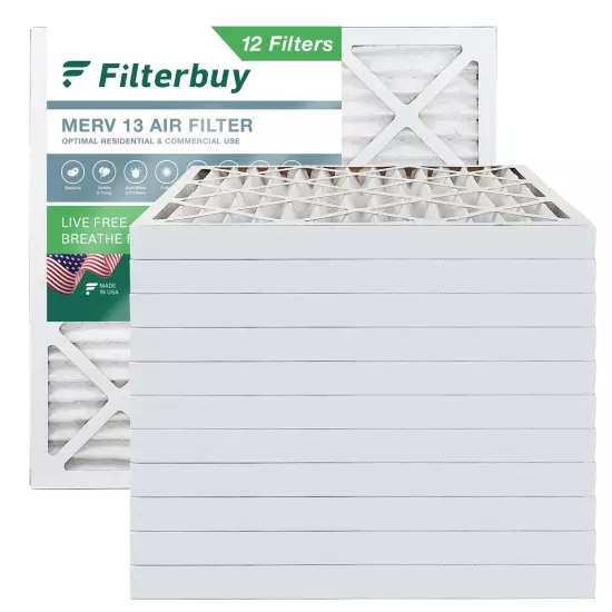 Filterbuy 20x20x2 Pleated Air Filters, Replacement for HVAC AC Furnace (MERV 13)