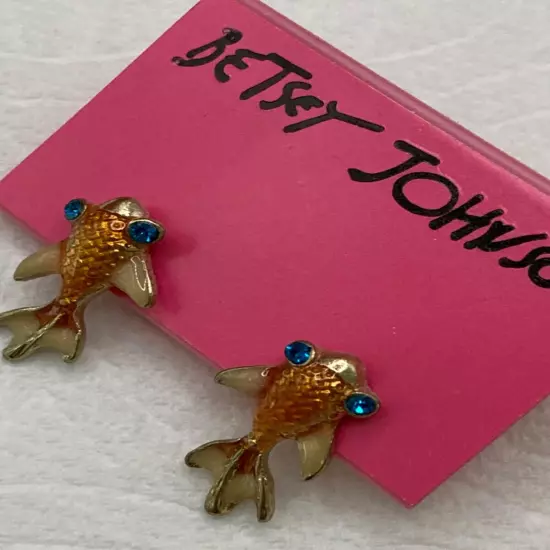 NWT Betsey Johnson GP Crystal & Enamel Koi Fish Post Earrings