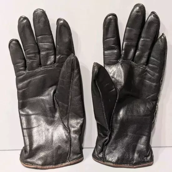 Wilsons Mens Black Brown Leather Gloves Medium Thinsulate Filled & Lined Elastic