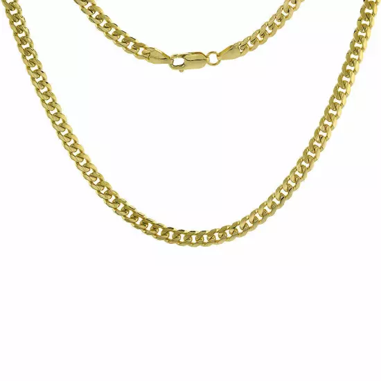 14K Yellow Gold Solid 2.7mm-6mm Miami Cuban Chain Link Necklace Bracelet 7"-30"