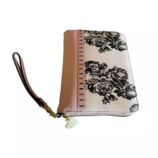 XOX Betsey Floral & Pink Wristlet Wallet With Zipper Closure & Card Slots