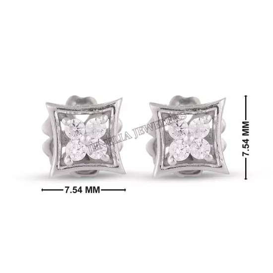 0.50 Ct Round Cut Simulated Diamond Square Floral Stud Earrings Gift 925 Silver