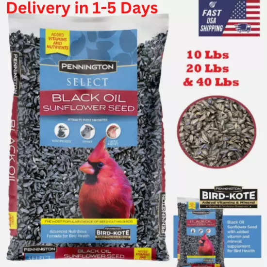 Pennington Select Black Oil Sunflower Seed Wild Bird Feed 10, 20 & 40 Lb Bag USA