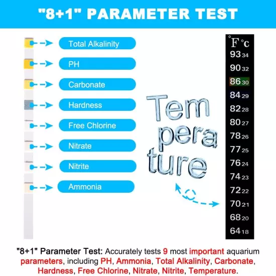 8 in 1 Aquarium Test Kit Fish Tank Test Strips Accurate Water Quality Testing...