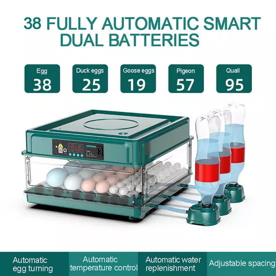 38 Eggs Double Electric Incubator Fully Automatic Chicken Duck Egg Hatcher