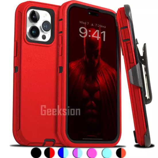 For iPhone 15 14 13 12 11 Plus Pro Max Shockproof Rugged Heavy Duty Case + Clip