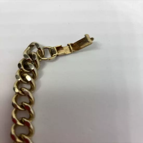 Men’s Yellow GOLD TONE Curb Chain Bracelet 7” Gold Tone