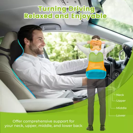 Back Support Lumbar Support for Car & Car Neck Pillow Kit for Driving Fatigue Re