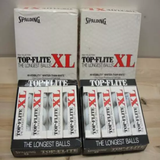 2 NEW VINTAGE BOXES SPALDING TOP-FLITE XL WHITER THAN WHITE GOLF BALLS 24 TOTAL