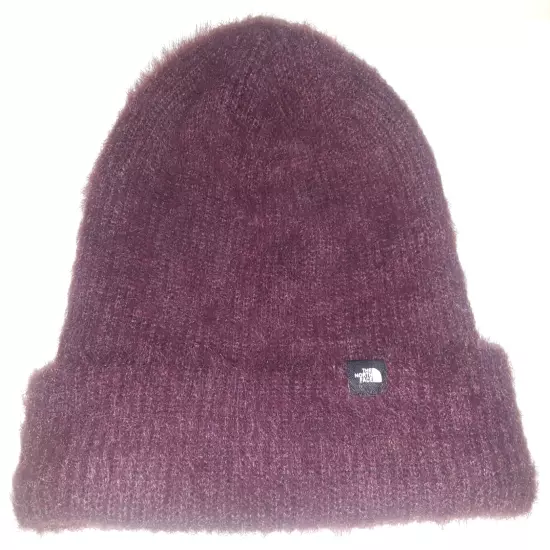 North Face dark maroon double-thickness knit beanie womens one-size