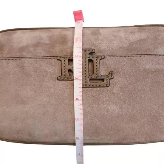 Lauren Ralph Lauren New Taupe Suede Leather Camera Crossbody Bag Fall Preppy