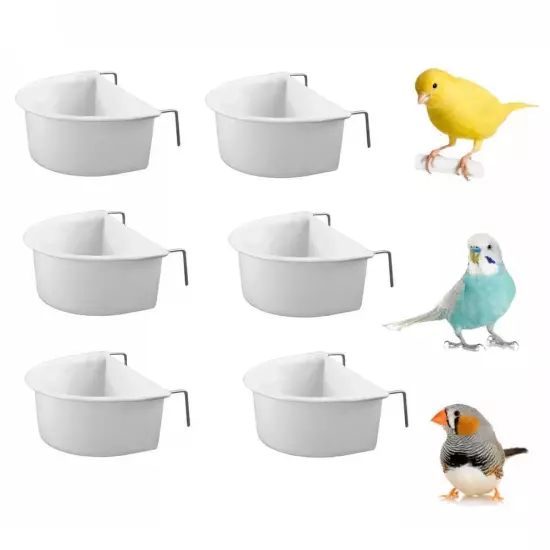 Bird Cage Plastic D Cups Feeder With Hooks Finch Birdseed Cup C7X2 W1B7 I3G1