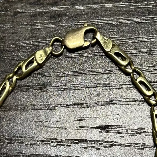 Mens Solid 14k Yellow Gold Link Chain Bracelet 8.5” 11.27 Grams Great Cond.