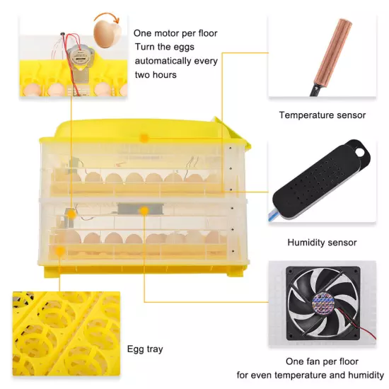 96-Egg Practical Fully Automatic Poultry Incubator 