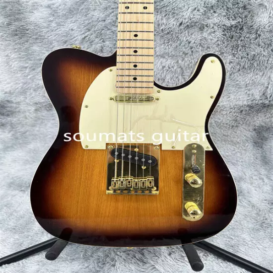 Custom Tele Electric Guitar Maple Fretboard White Pickup Gold Hardware