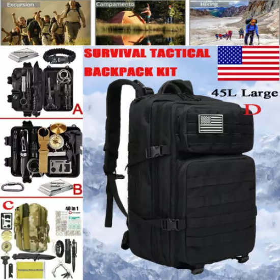 Tactical Backpack Survival Kit Military Camping Emergency Outdoor EDC Gear Kits