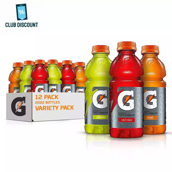 Gatorade Thirst Quencher Sports Drink Variety Pack 20oz Bottles 12 Pack