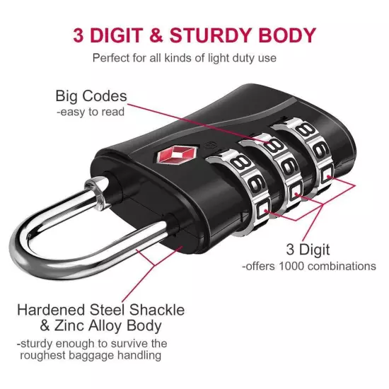 Luggage Locks TSA Approved, Small Padlock for Travel, Suitcase, Backpack, Lap...