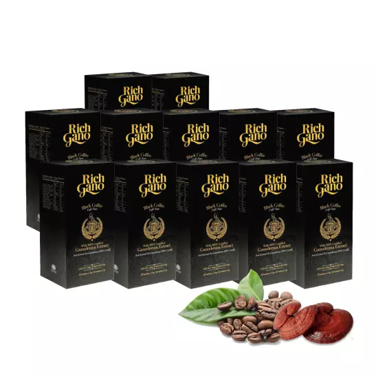 12 boxes Rich Gano Gold Black Coffee Premium Gourmet Mushroom Reishi Ganoderma