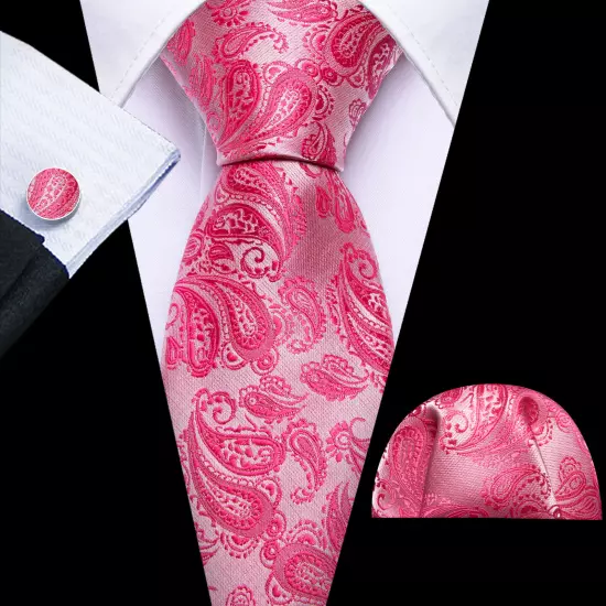 USA Mens Tie Striped Paisley Solid Paisley Necktie Hanky Cufflink Set Wedding