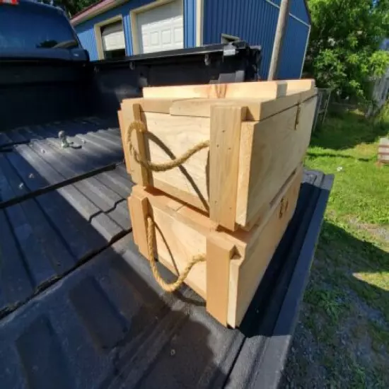 Plain Storage/Ammo Box With Rope Handle and Latching Hasp/Catch