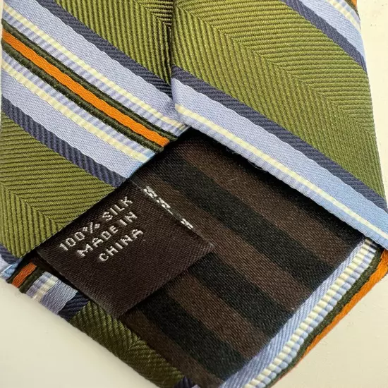 NEW Black Brown 1826 Green Blue Orange Stripes Silk Necktie