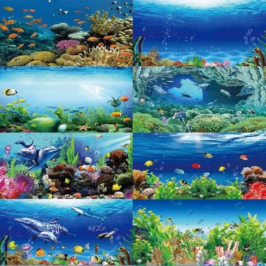 Aquarium Background Sticker Fish Tank Underwater Landscape Poster Decoration AU