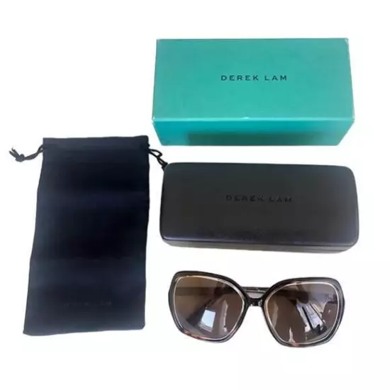 Derek Lam Sunglasses $375 Black Crystal Chips Smoke Gradient Lens 57-18-135 NIB