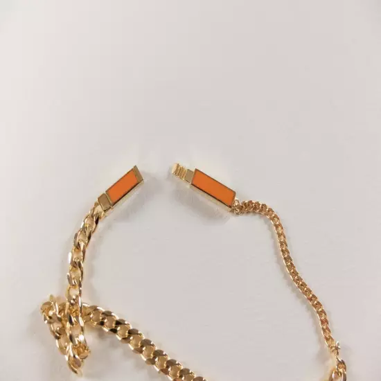 BOTTEGA VENETA ID orange enamel & gold plated silver chain bracelet Size Medium