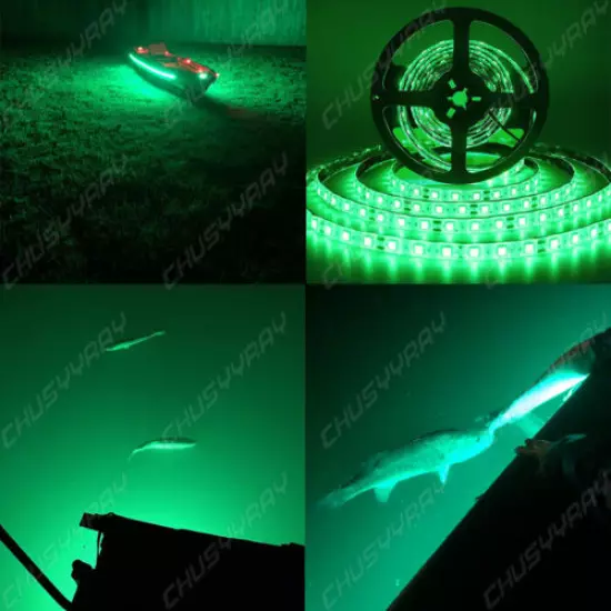 5M 16ft UV/Green Boat Light LED Strip Night Fishing IP68 Waterproof attractant