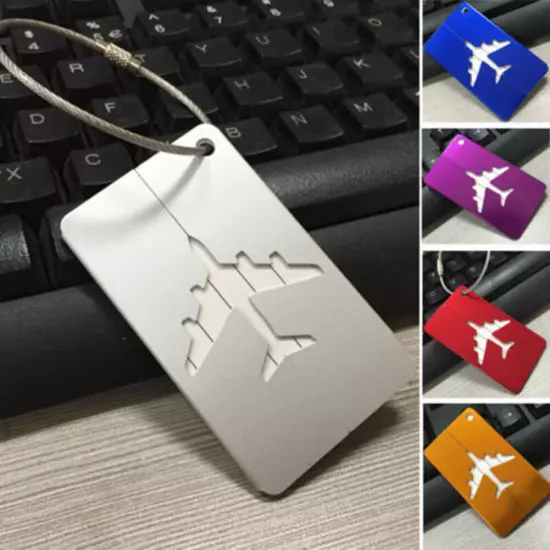 Travel Aluminium Plane Luggage Tags Suitcase Label Name Address ID Baggage Tag ^