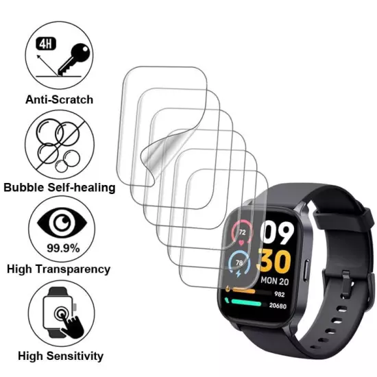 Soft Screen Protector Compatible with TOOBUR 2.01” IDW17 Smart Watch, TPU, 6 