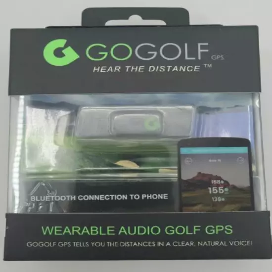 GoGolf Wearable Audio Golf Bluetooth GPS Hat Clip iOS & Android Compatible NIB