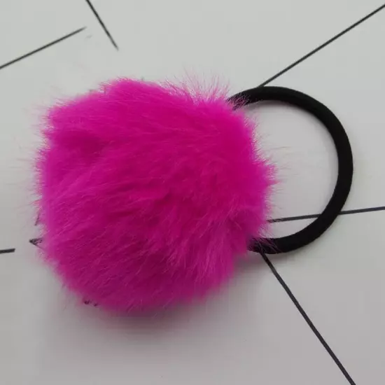 2/1PCS 6/5cm Fluffy Pompom Elastic Hair Ties Bobbles Fur Ball Ponytail Band