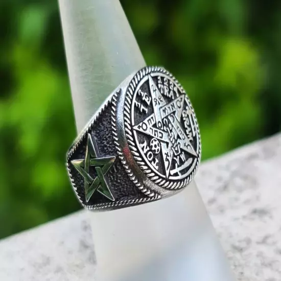 Tetragrammaton Ring 925 Sterling Silver Pentagram Solomon Seal Sacred Talisman