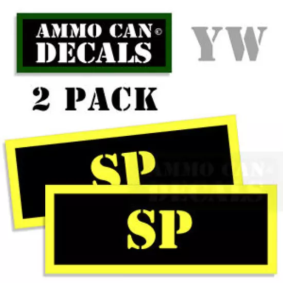 SP Ammo Can Box Decal Sticker bullet ARMY Gun safety Hunting Labels 2 pack YW