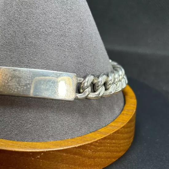 VTG Sterling Silver 925 Men's Heavy Curb Link ID Bracelet Size 9.25'' Length