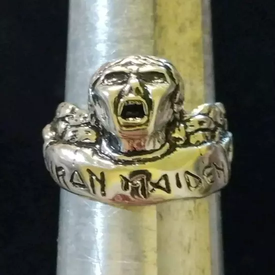 Vintage Signed DS 1984 Biker Iron Maiden Ring Size 10 Very Rare 80's 